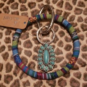 Southwestern Turquoise Concho Style Bangle Keyring
